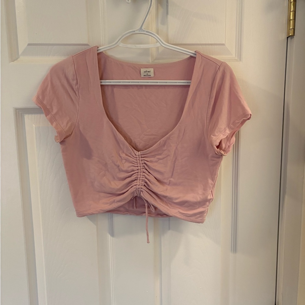 Brandy Melville Light Pink Ruched Crop Top
